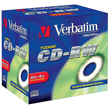 Купить CD-RW Verbatim 700МБ, 80 мин., 2-4x, 10шт., Jewel Case, DL+, записываемый компакт-диск в Москве