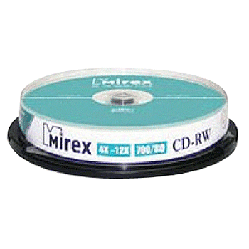 Купить CD-RW Mirex 700 Мб 4-12x Cake Box 10шт, перезаписываемый компакт-диск (UL121002A8L) в Москве