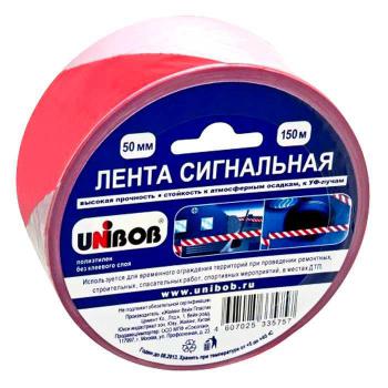 Купить Лента сигнальная 50мм х 150 м, 30 мкн, красно-белая. UNIBOB в Москве
