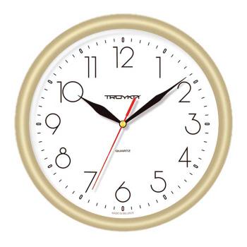Купить Часы настенные ТРОЙКА (Циферблат белый, обод золото) 21271212 в Москве