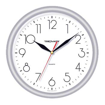 Купить Часы настенные ТРОЙКА (циферблат белый, обод серебро) 21270212 в Москве