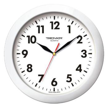Купить Часы настенные ТРОЙКА (Циферблат белый, обод белый, цифры арабские) 11110118 в Москве
