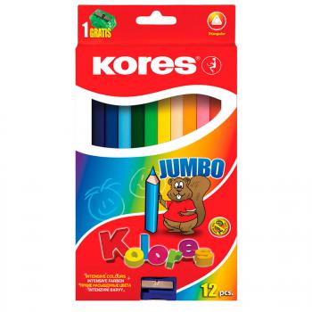 Купить Набор карандашей цветных, 12 цветов трехгранные с точилкой Kores Jumbo 93512.01 в Москве
