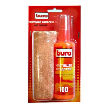 Купить Набор чистящий BURO, микрофибра 25 х 25 мм + спрей для экранов и оптики 100 мл, 1/20 в Москве