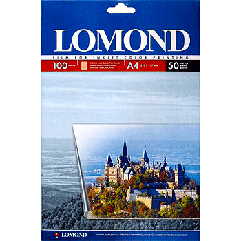 Купить Пленка Lomond для цветной струйной печати - прозрачная, А4, 100 мкм, (50 л.) в Москве