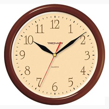Купить Часы настенные ТРОЙКА (Циферблат кремовый, обод коричневый) 21234287 в Москве