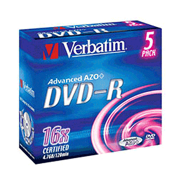 Купить DVD-R Verbatim 4.7ГБ, 16x, 5шт/упак., Jewel Case, (43519), записываемый DVD диск в Москве