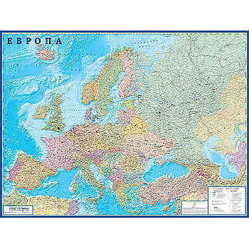 Купить Карта настенная "Европа с Крымом" 1,58х1,18 м., политико-административная, масштаб 1:3 800 000 в Москве